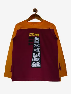 Boys Shoulder Panel Chest Print Full Sleeve Tee