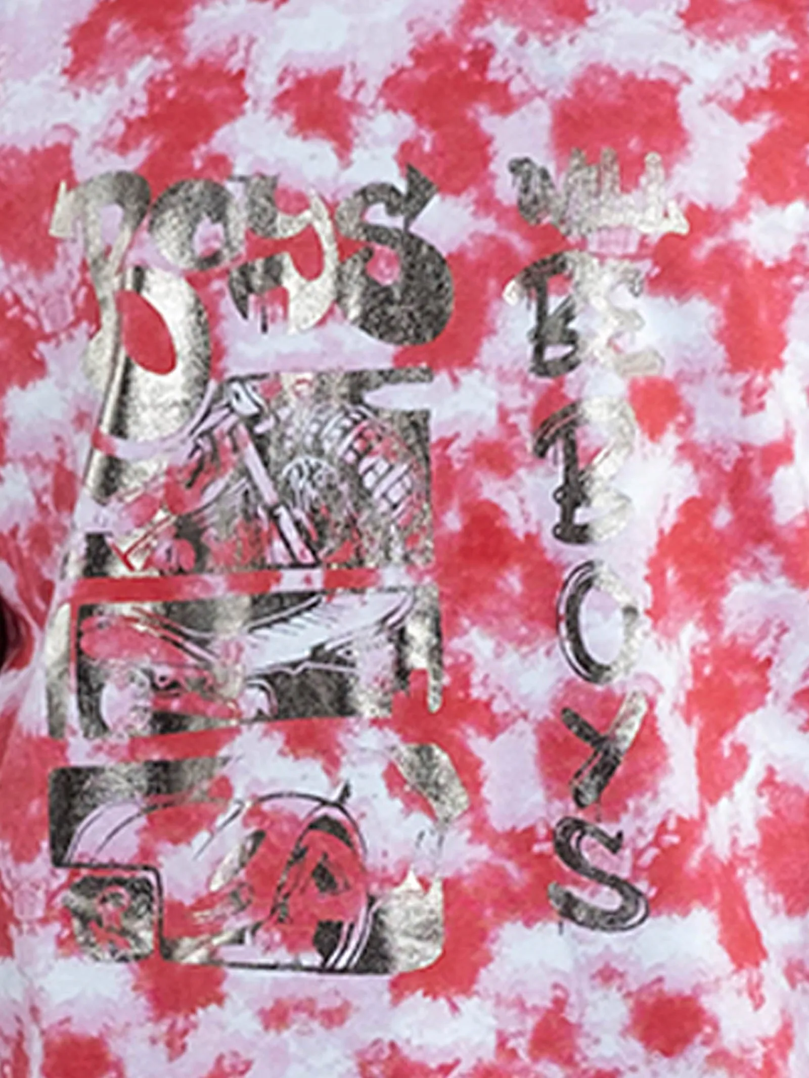 Boys Tie & Dye Printed Tee With Chest Print
