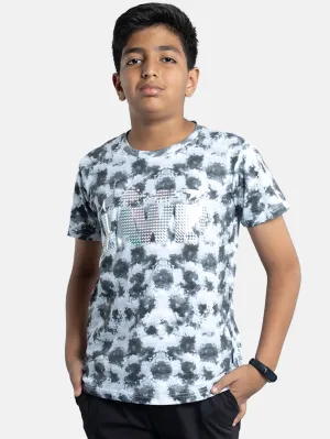 Boys Tie & Dye Printed Tee With Chest Print