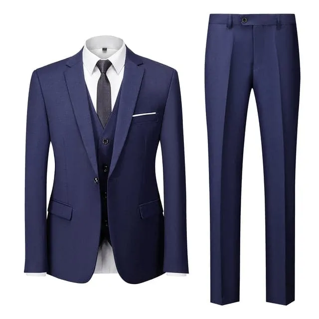 BRADLEY VIP SUITS Men's Fashion Formal Business & Special Events Wear 3 Piece Suit for Business Meetings Job Interviews Church Services Suits (Jacket   Pants   Vest) Royal Blue Suit Set