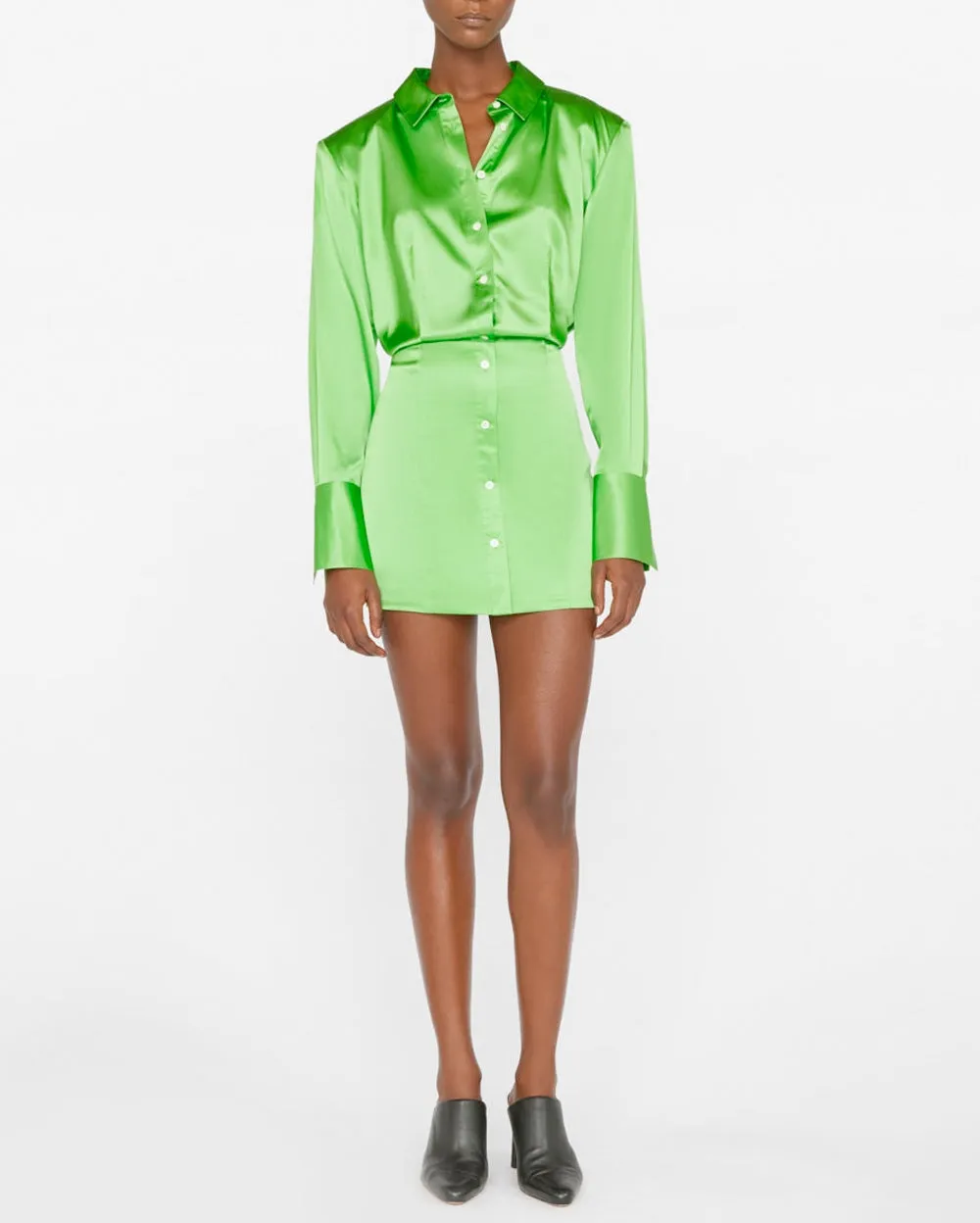 Bright Peridot Strong Shoulder Mini Dress