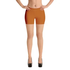 Brown Solid Color Women's Shorts, Ginger Brown Orange Gym Tights-Made in USA/EU/MX
