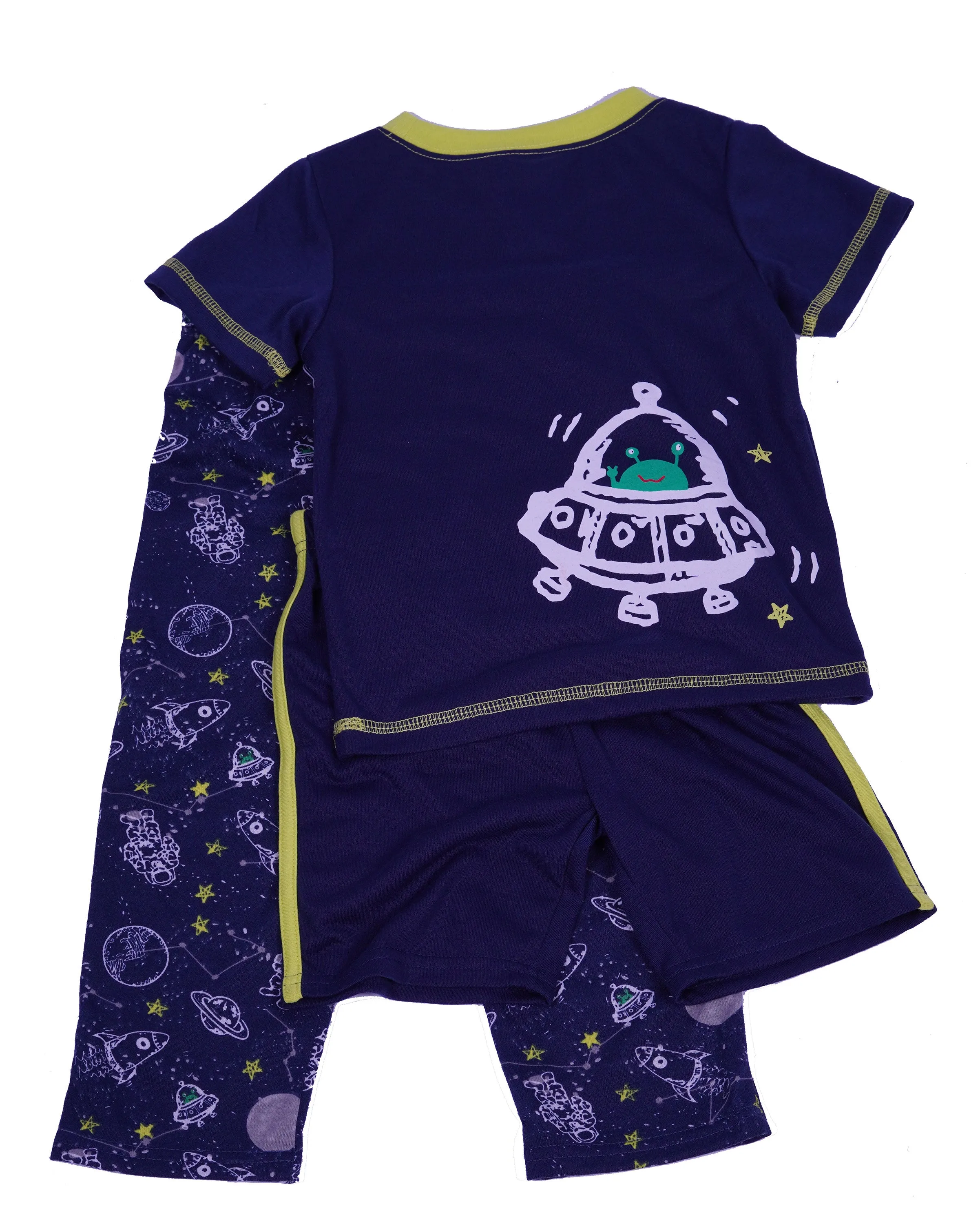 Bunz Kids Toddler Boy's 3 Piece Glow in the Dark Sleep Shirt Pants Shorts Navy