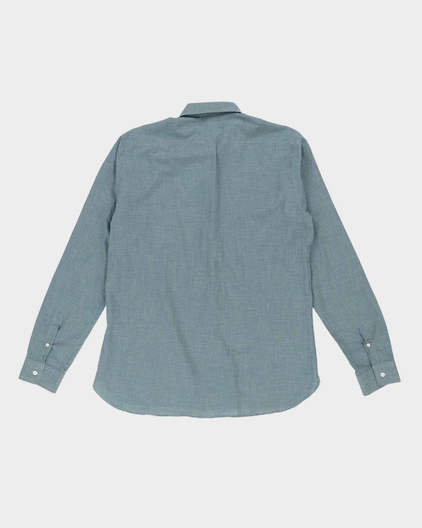 Burberry Blue Patterned Long-Sleeve Button Up Shirt - L