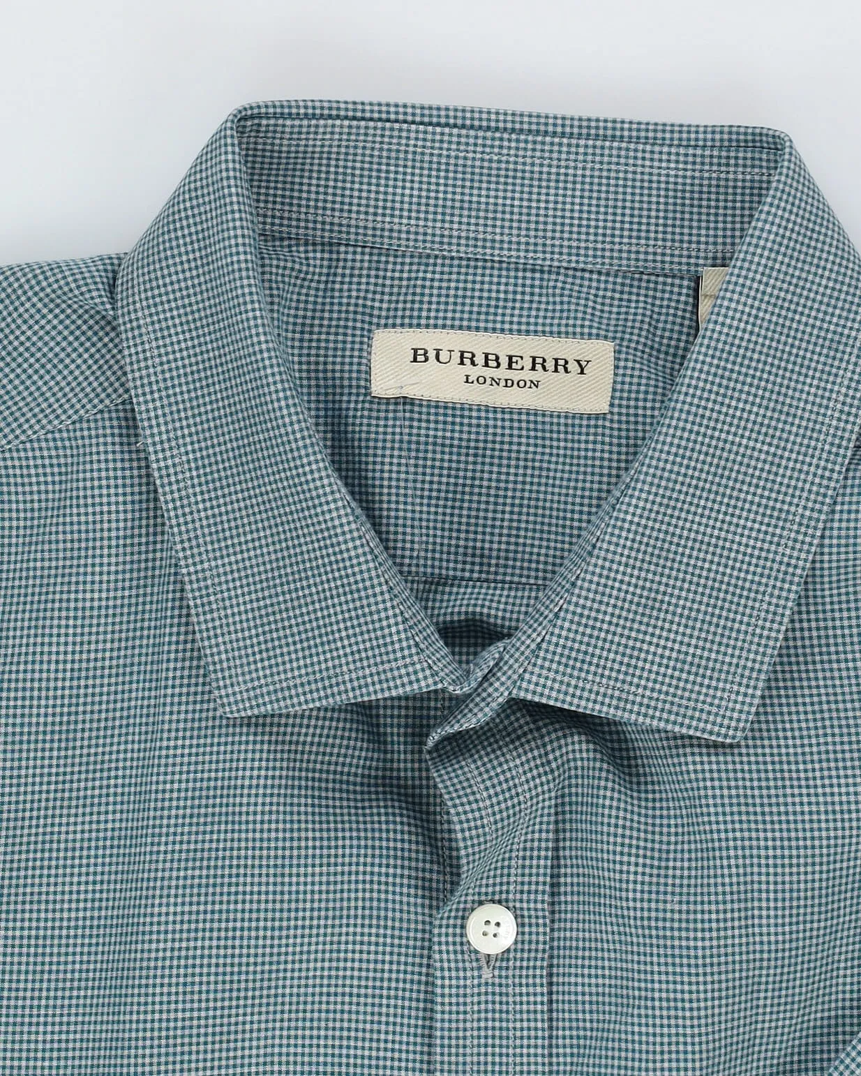 Burberry Blue Patterned Long-Sleeve Button Up Shirt - L