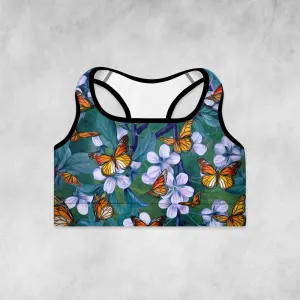 Butterflies Dark -  Padded Sports Bra