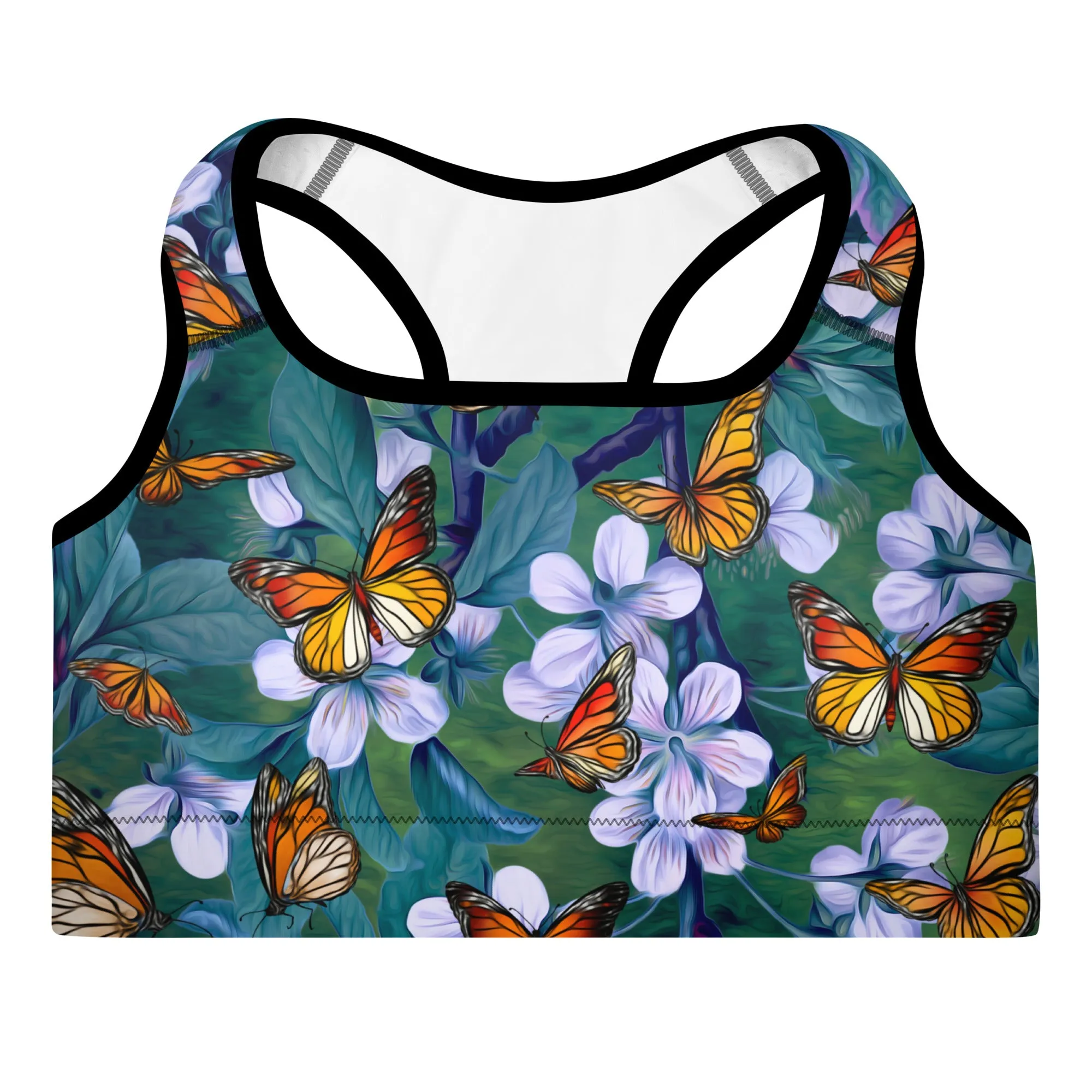 Butterflies Dark -  Padded Sports Bra