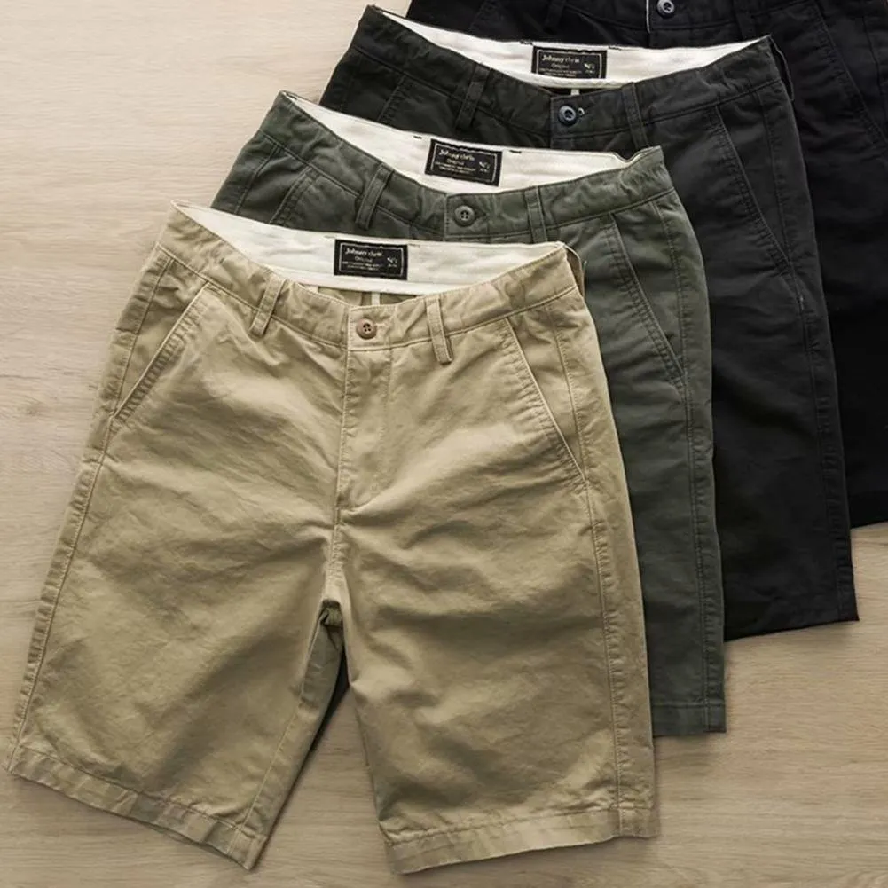 Cargo Shorts Solid Color Zip Closure Men Mid Rise Pockets Shorts for