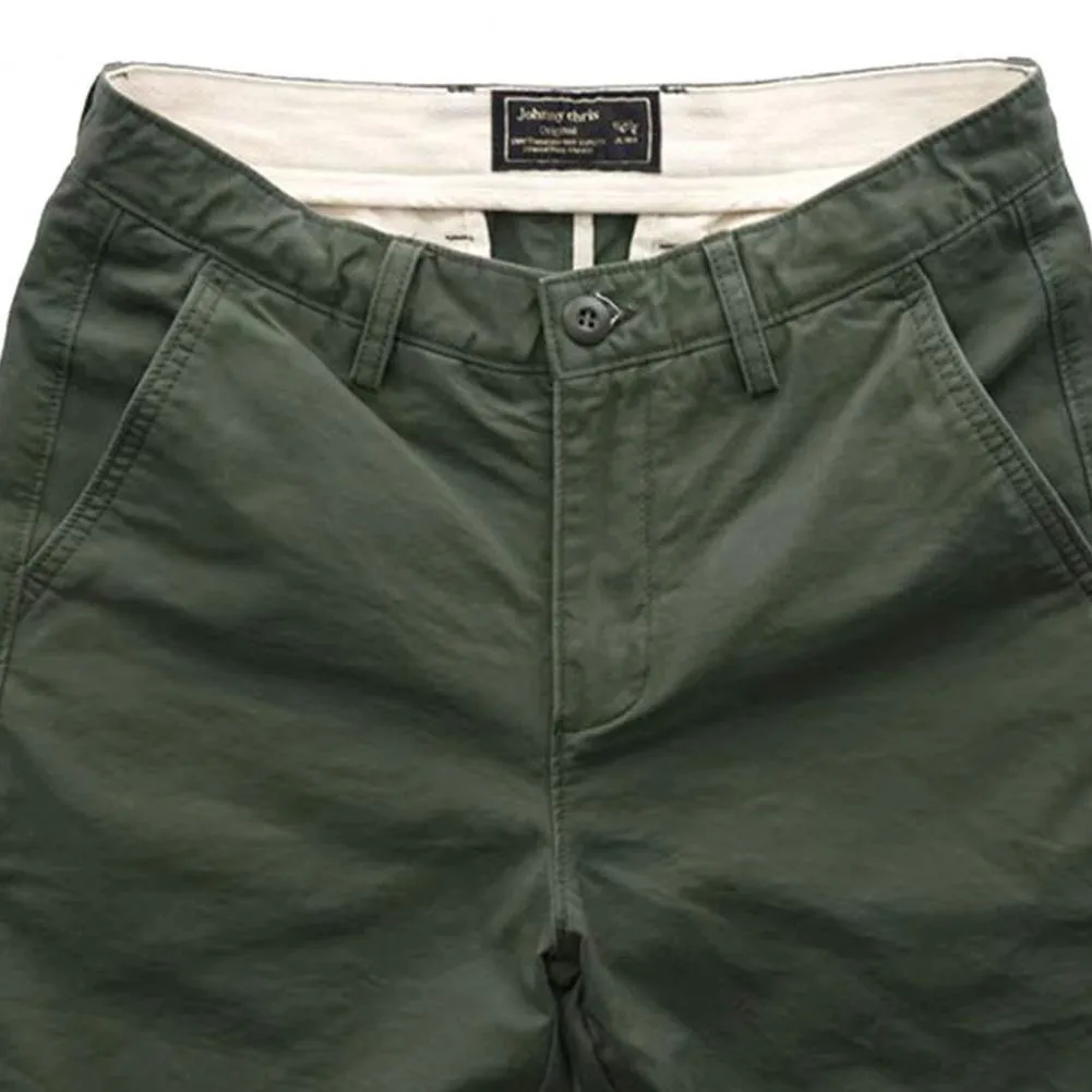 Cargo Shorts Solid Color Zip Closure Men Mid Rise Pockets Shorts for