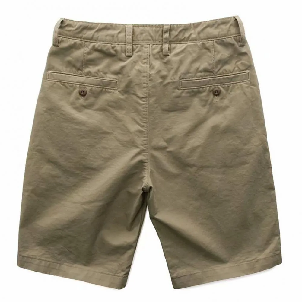 Cargo Shorts Solid Color Zip Closure Men Mid Rise Pockets Shorts for