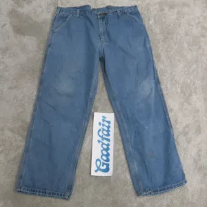 Carhartt Jeans Men X Large Blue Denim Straight Leg Pants Work Wear Cotton Casual