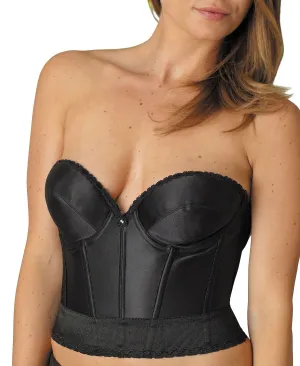 Carnival Women's Satin Plunge Longline Bra, Black