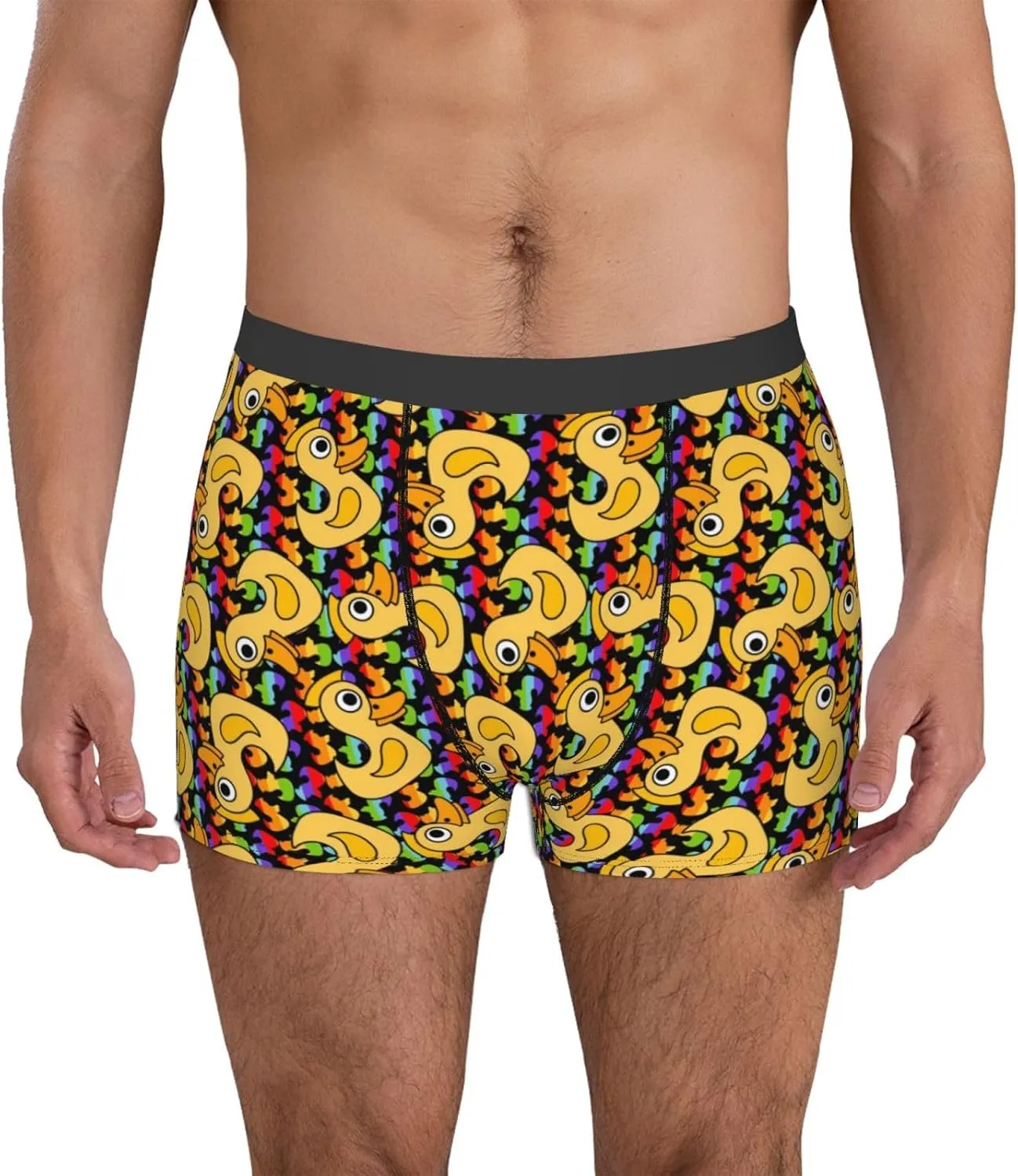 Cartoon Ducks Print Boxer Briefs For Men Breathable Underwear-