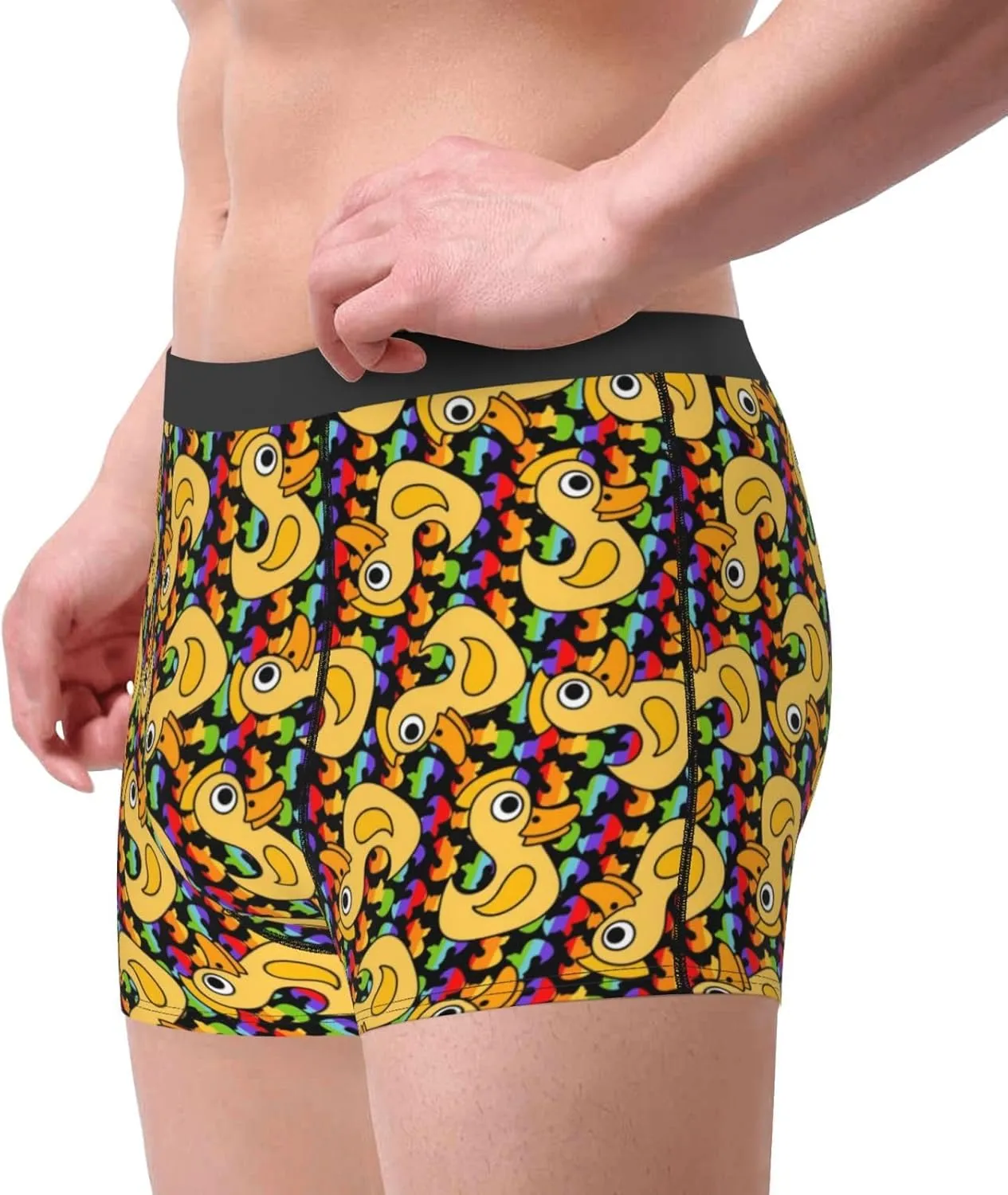 Cartoon Ducks Print Boxer Briefs For Men Breathable Underwear-