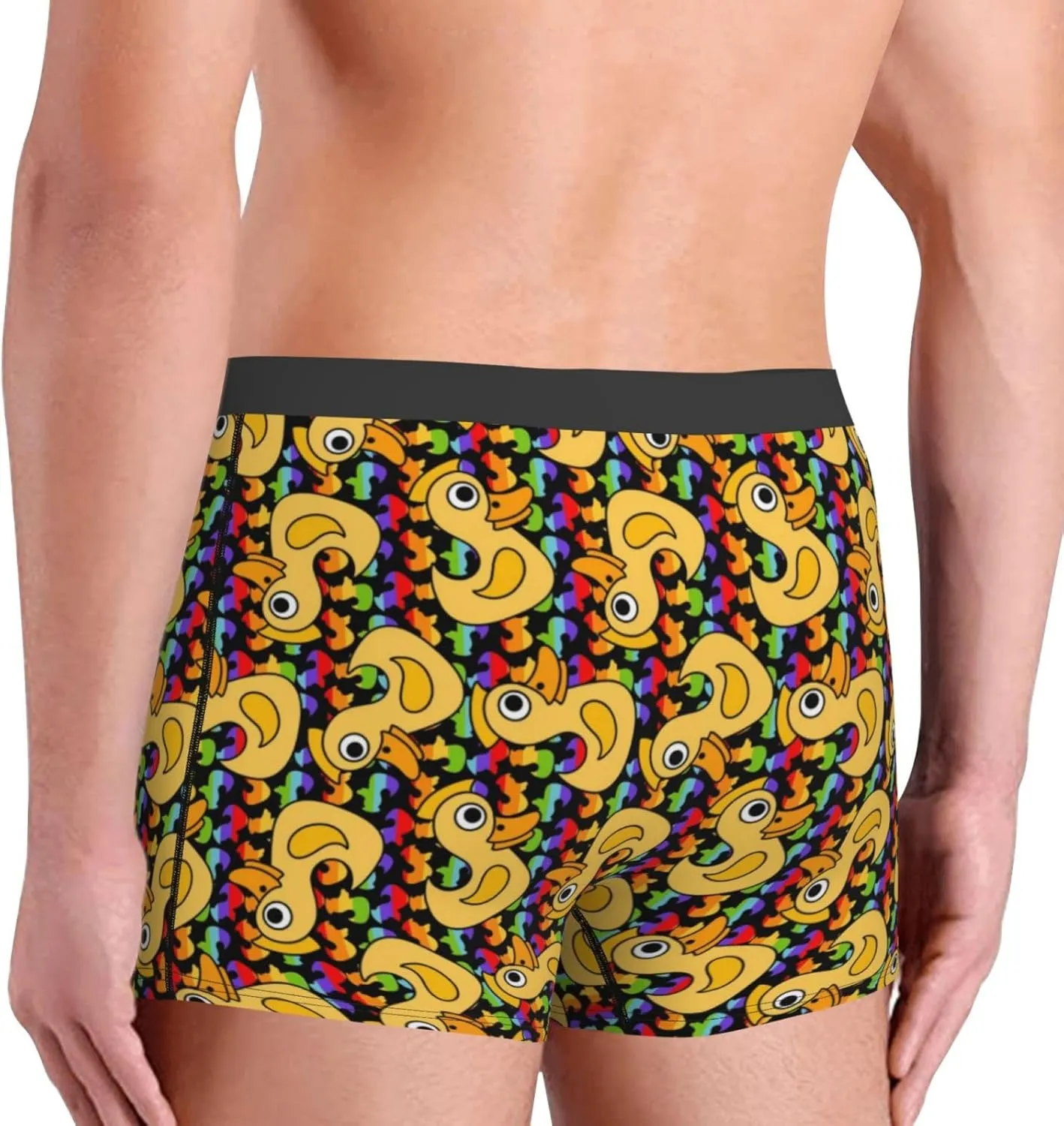 Cartoon Ducks Print Boxer Briefs For Men Breathable Underwear-
