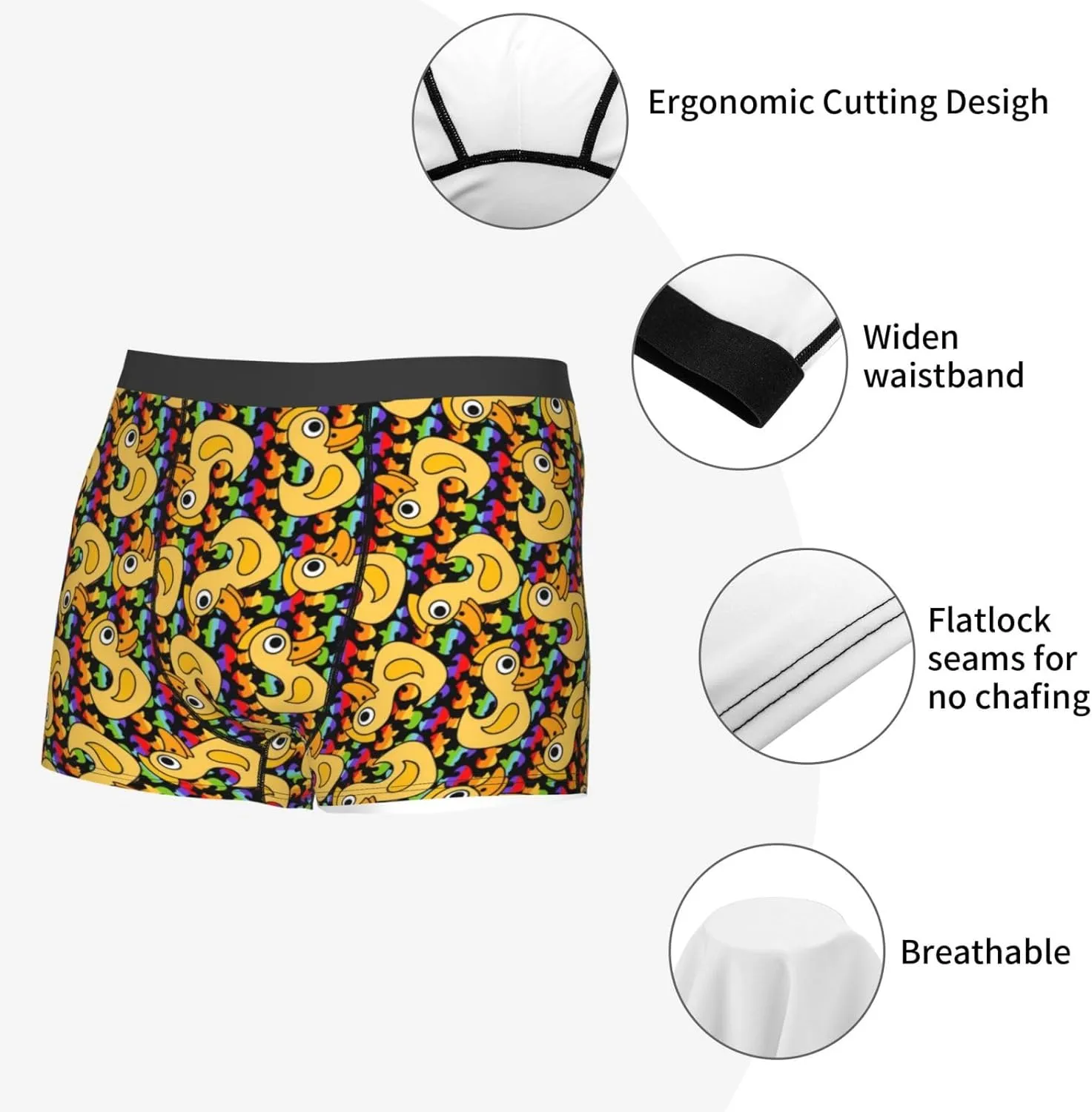 Cartoon Ducks Print Boxer Briefs For Men Breathable Underwear-