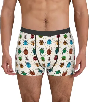 Cartoon Insects Print Boxer Briefs For Men Breathable Underwear-