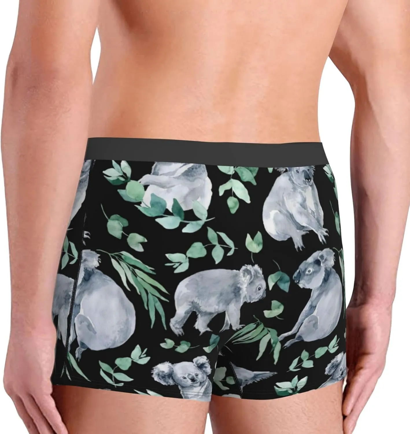 Cartoon Koala Bear Print Boxer Briefs For Men Breathable Underwear-