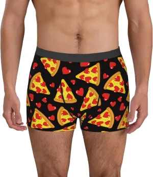 Cartoon Pizza Print Boxer Briefs For Men Breathable Underwear-