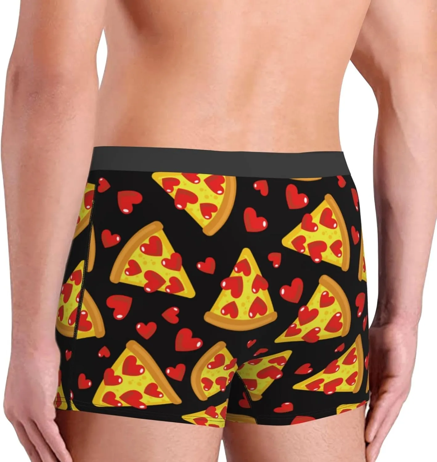 Cartoon Pizza Print Boxer Briefs For Men Breathable Underwear-