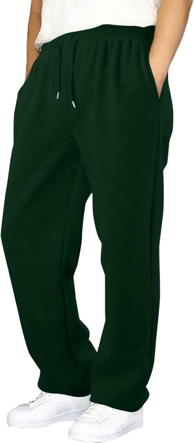 Casual Pants for Men Mid Waist Straight Leg Sweatpants Solid Drawstring Joggers Pants Lightweight Leisure Trousers
