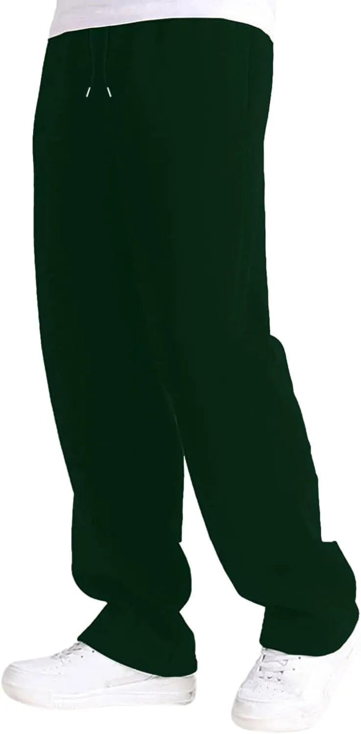 Casual Pants for Men Mid Waist Straight Leg Sweatpants Solid Drawstring Joggers Pants Lightweight Leisure Trousers