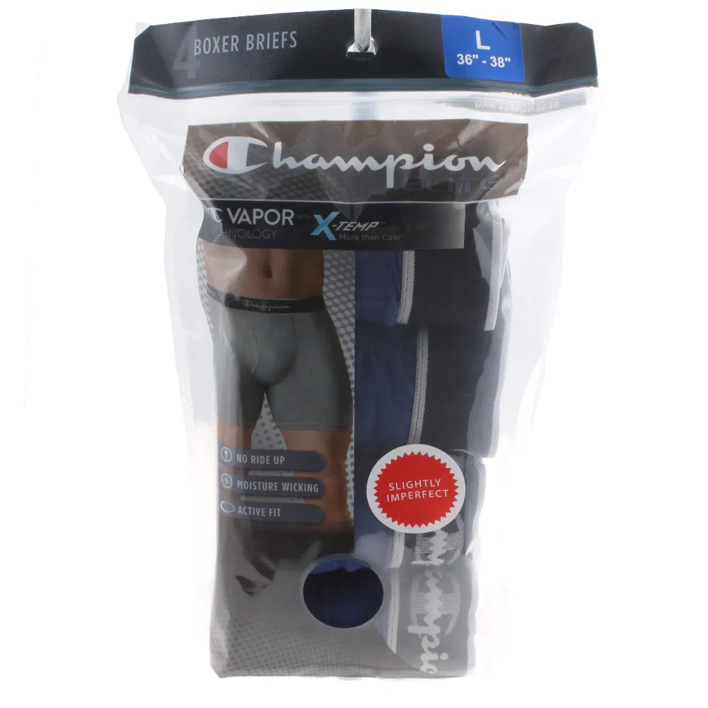 Champion Men's 4 Pack Elite Vapor Technology Boxer Briefs