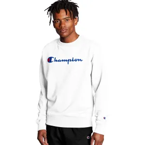 Champion Men's Powerblend Crew Neck Long Sleeve Sweatshirt White