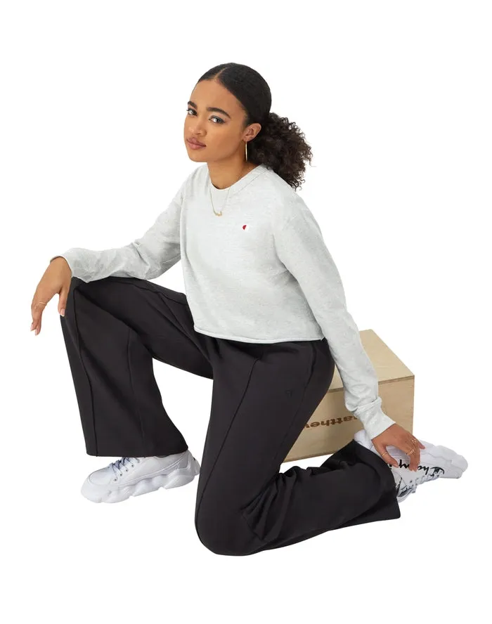 Champion Women's Classic Fleece Wide-Leg Pants, C Logo, 31" Black ML1192 586GRB 001