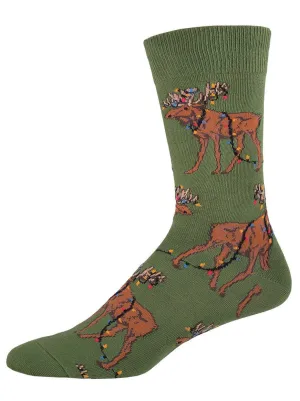 Christmas Lights Moose Socks (Men's)