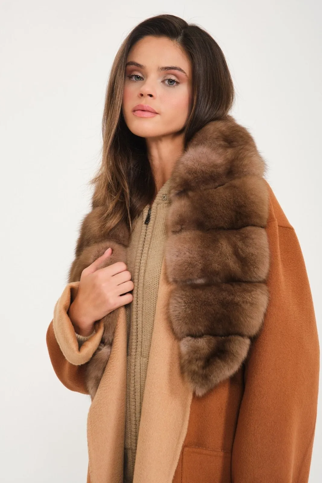 Cinnamon Beige Wool Long Coat
