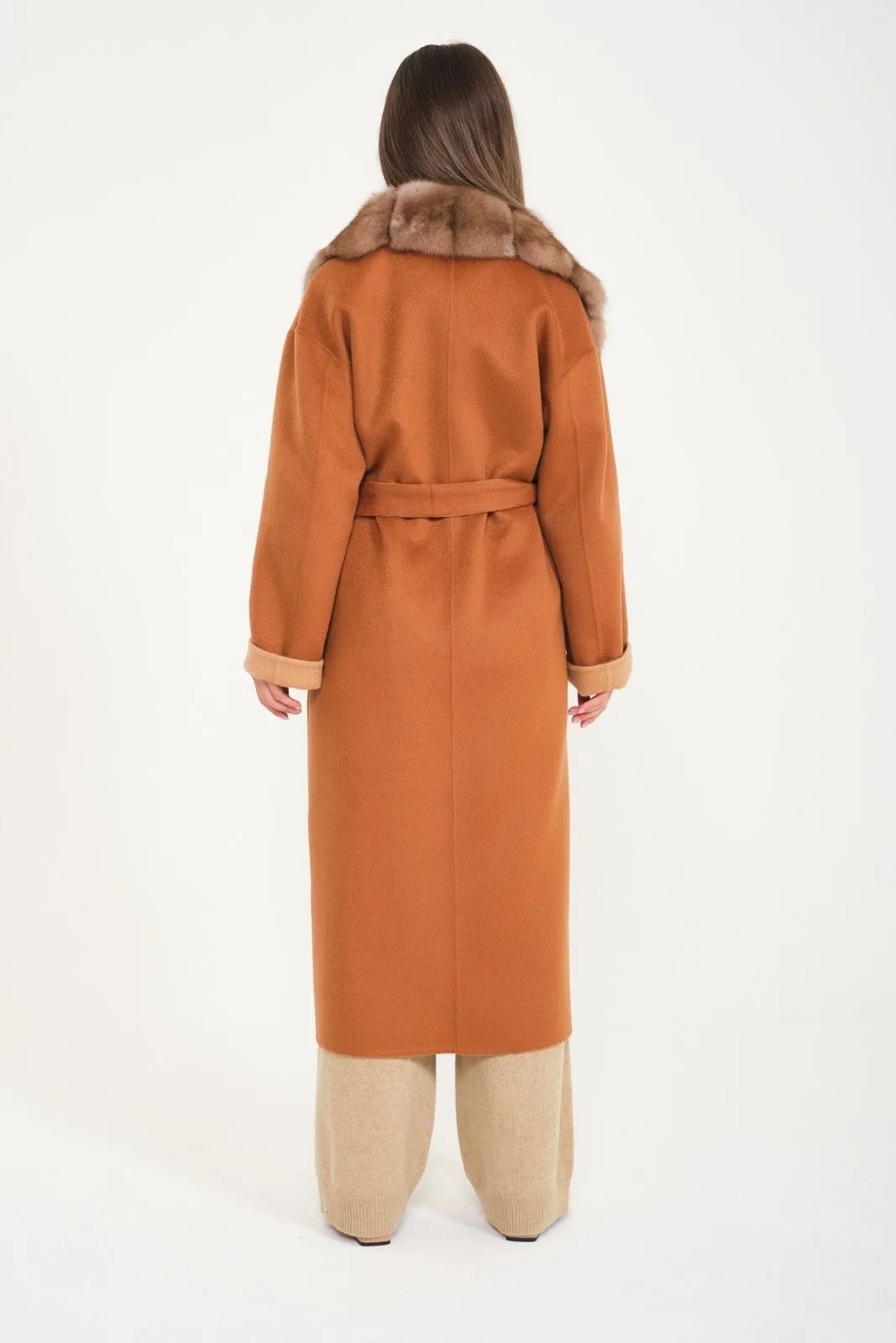 Cinnamon Beige Wool Long Coat