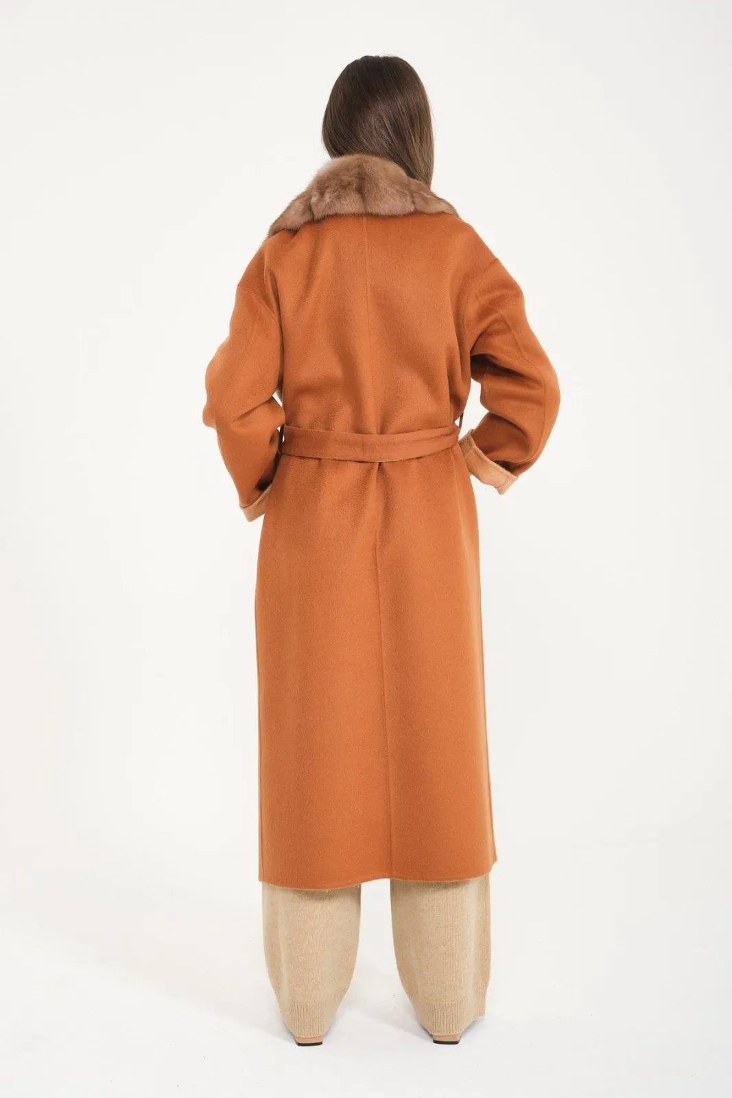Cinnamon Beige Wool Long Coat