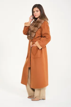 Cinnamon Beige Wool Long Coat