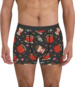 Coffee Mug Cup Print Boxer Briefs For Men Breathable Underwear-