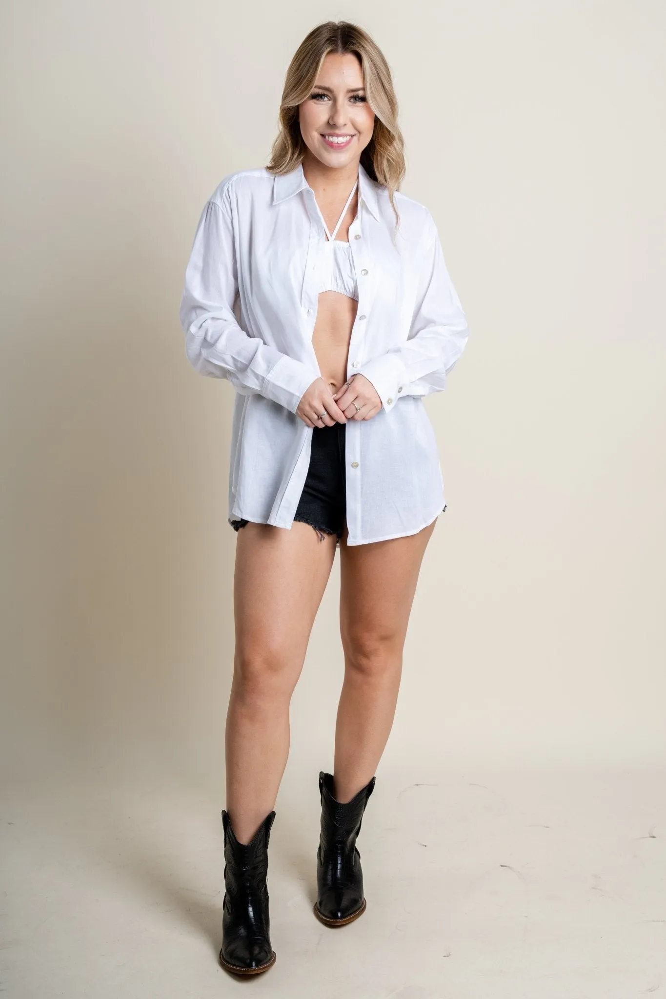 Collared button up top white