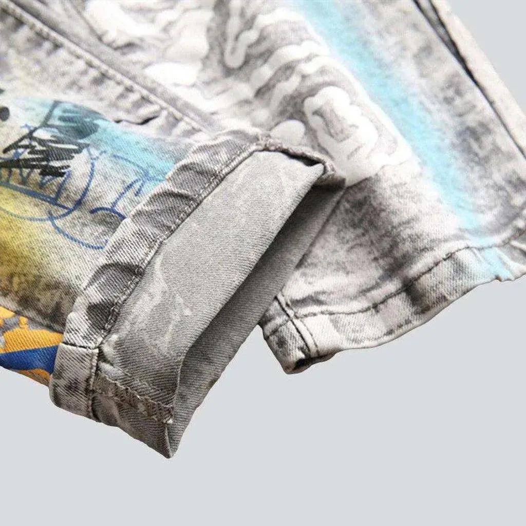 Color-painted grey men's jeans