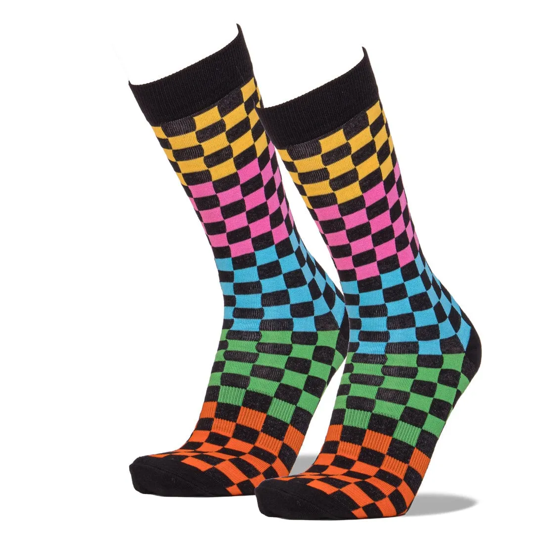 Colorblock Checkers Men's Crew Sock