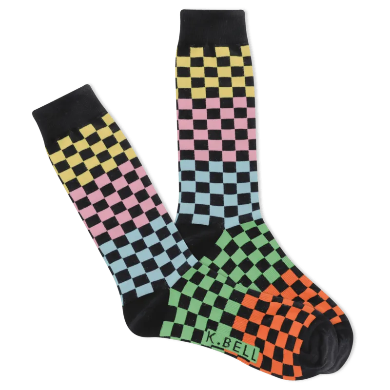 Colorblock Checkers Men's Crew Sock