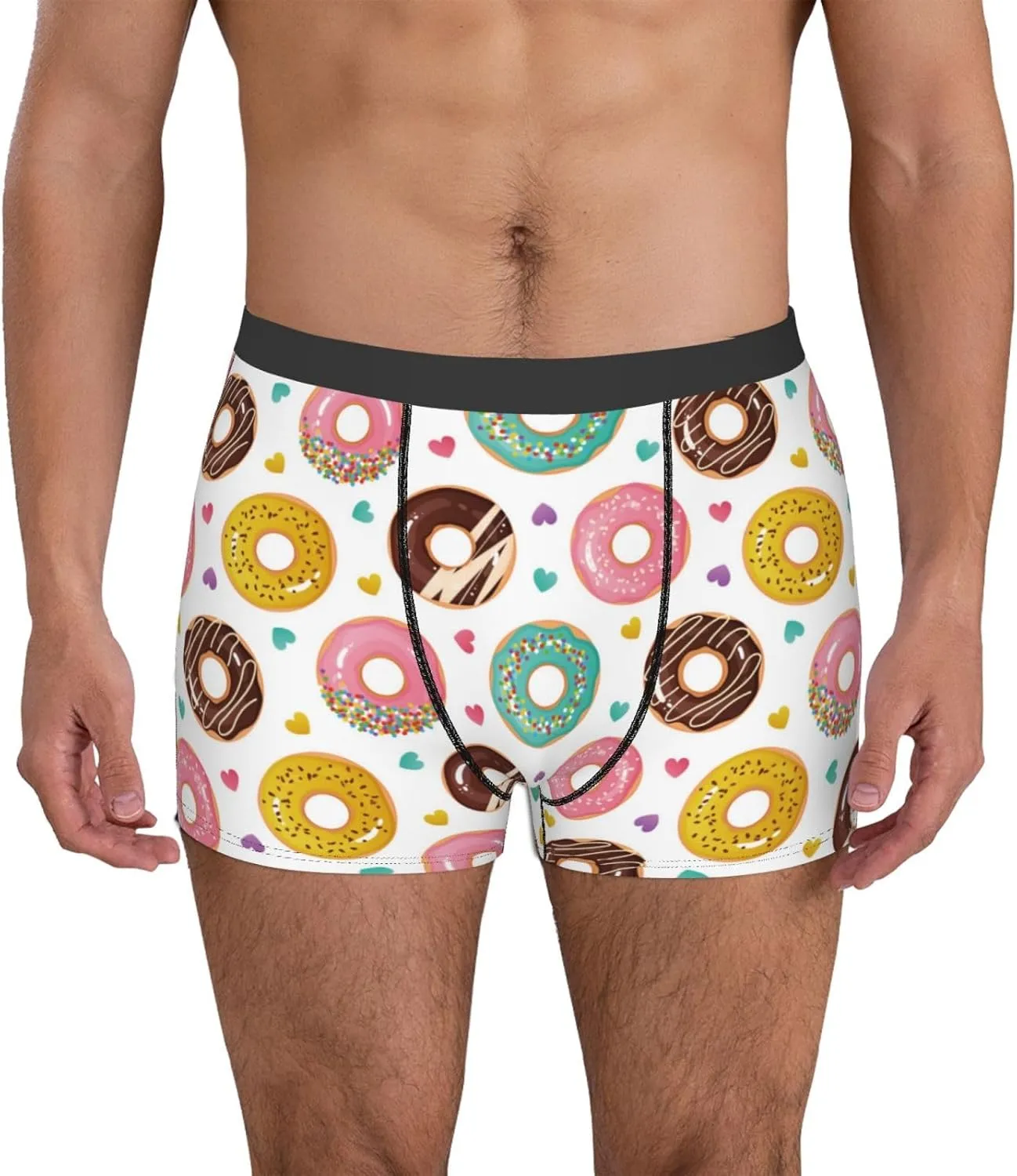 Colorful Donuts Print Boxer Briefs For Men Breathable Underwear-