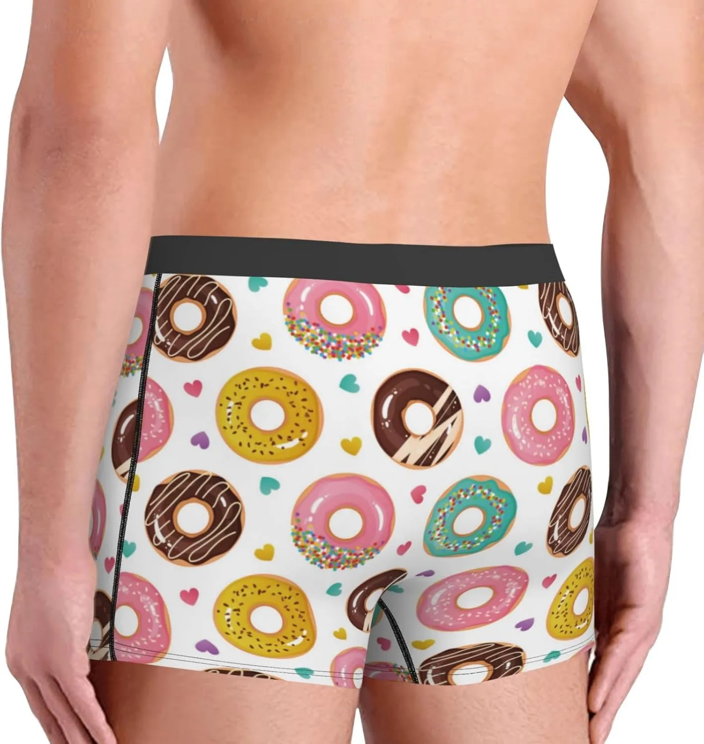 Colorful Donuts Print Boxer Briefs For Men Breathable Underwear-