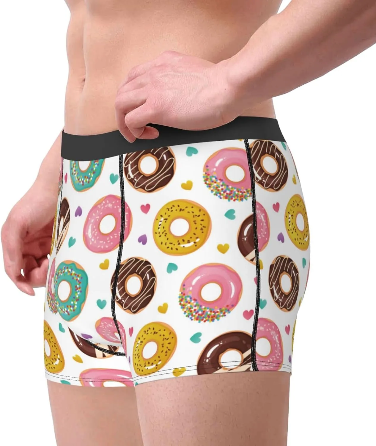 Colorful Donuts Print Boxer Briefs For Men Breathable Underwear-