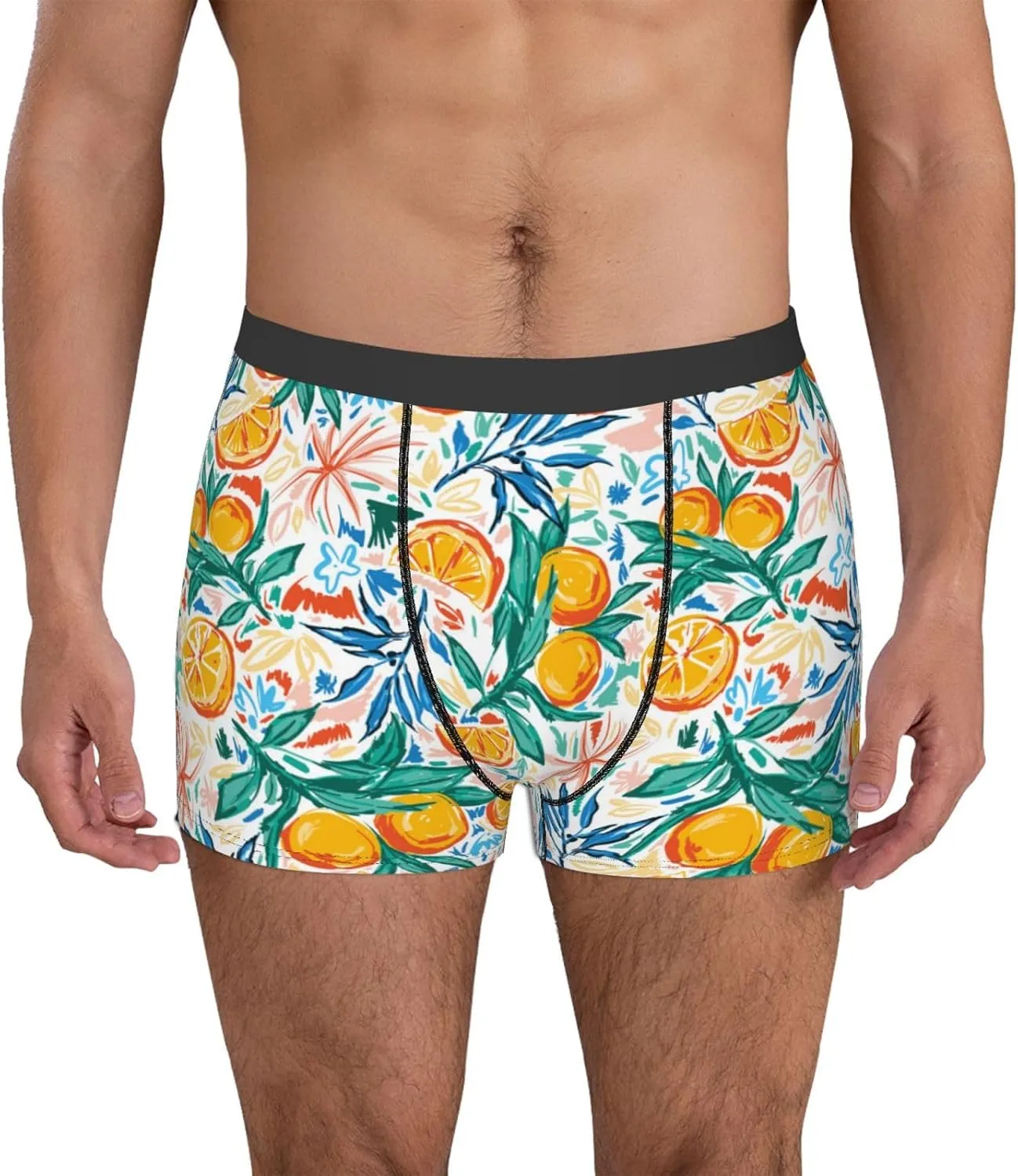 Colorful Fruits Print Boxer Briefs For Men Breathable Underwear-
