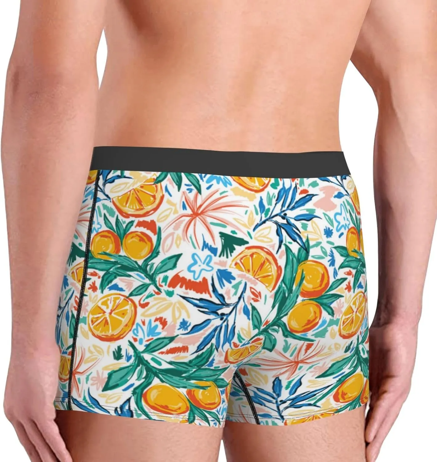 Colorful Fruits Print Boxer Briefs For Men Breathable Underwear-