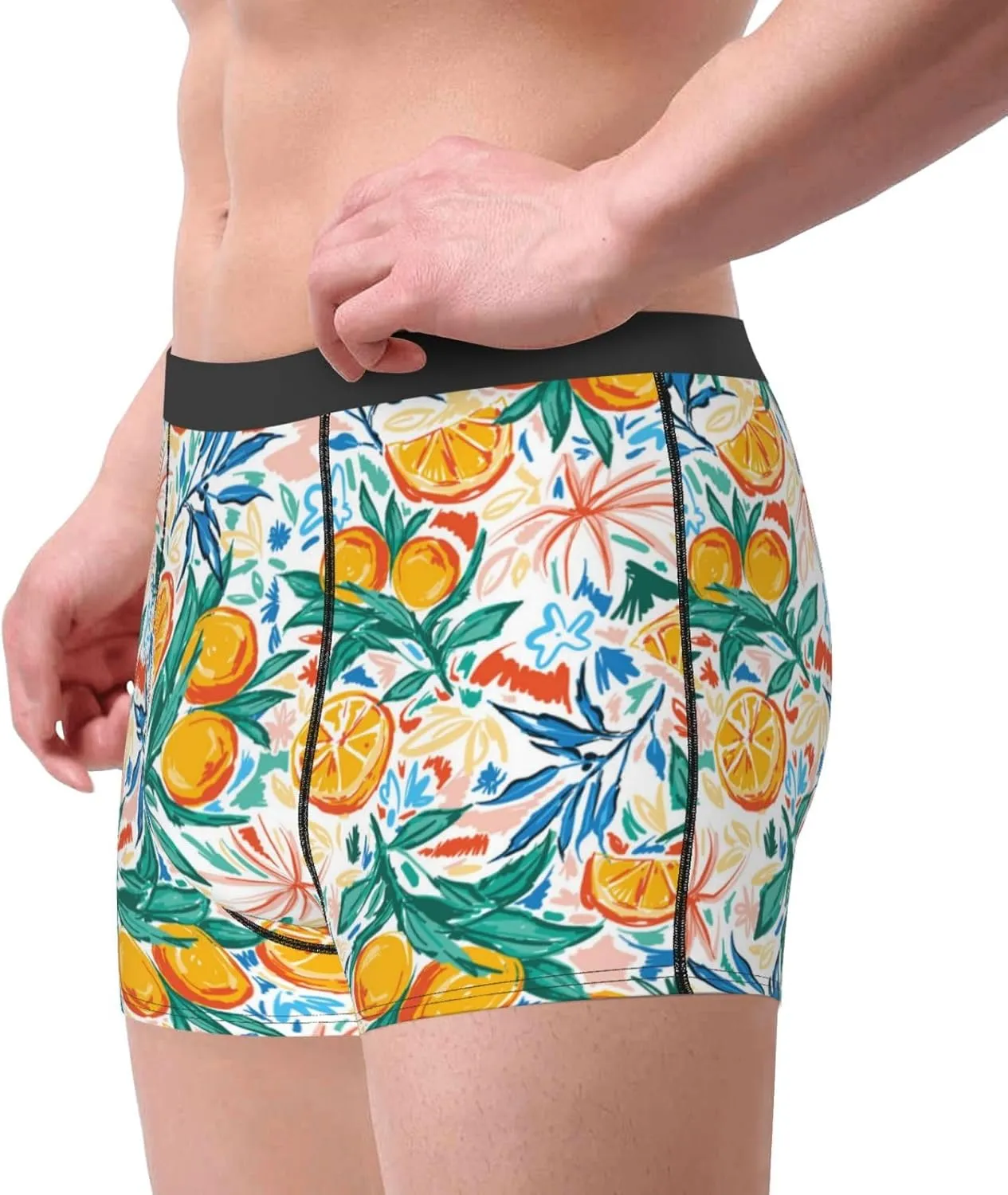 Colorful Fruits Print Boxer Briefs For Men Breathable Underwear-