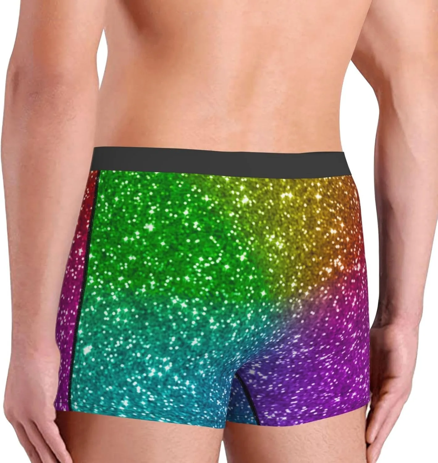 Colorful Glitter Print Boxer Briefs For Men Breathable Underwear-