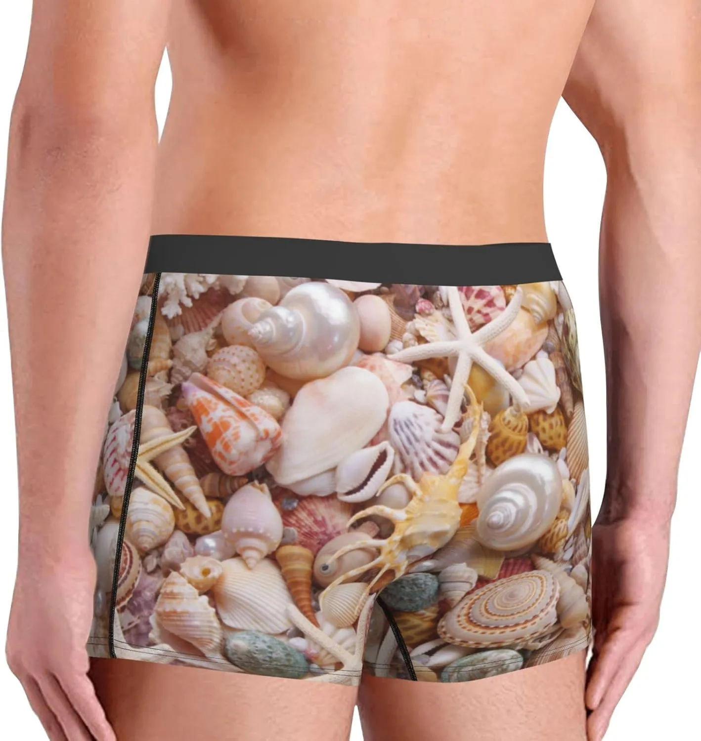 Colorful Seashells Print Boxer Briefs For Men Breathable Underwear-