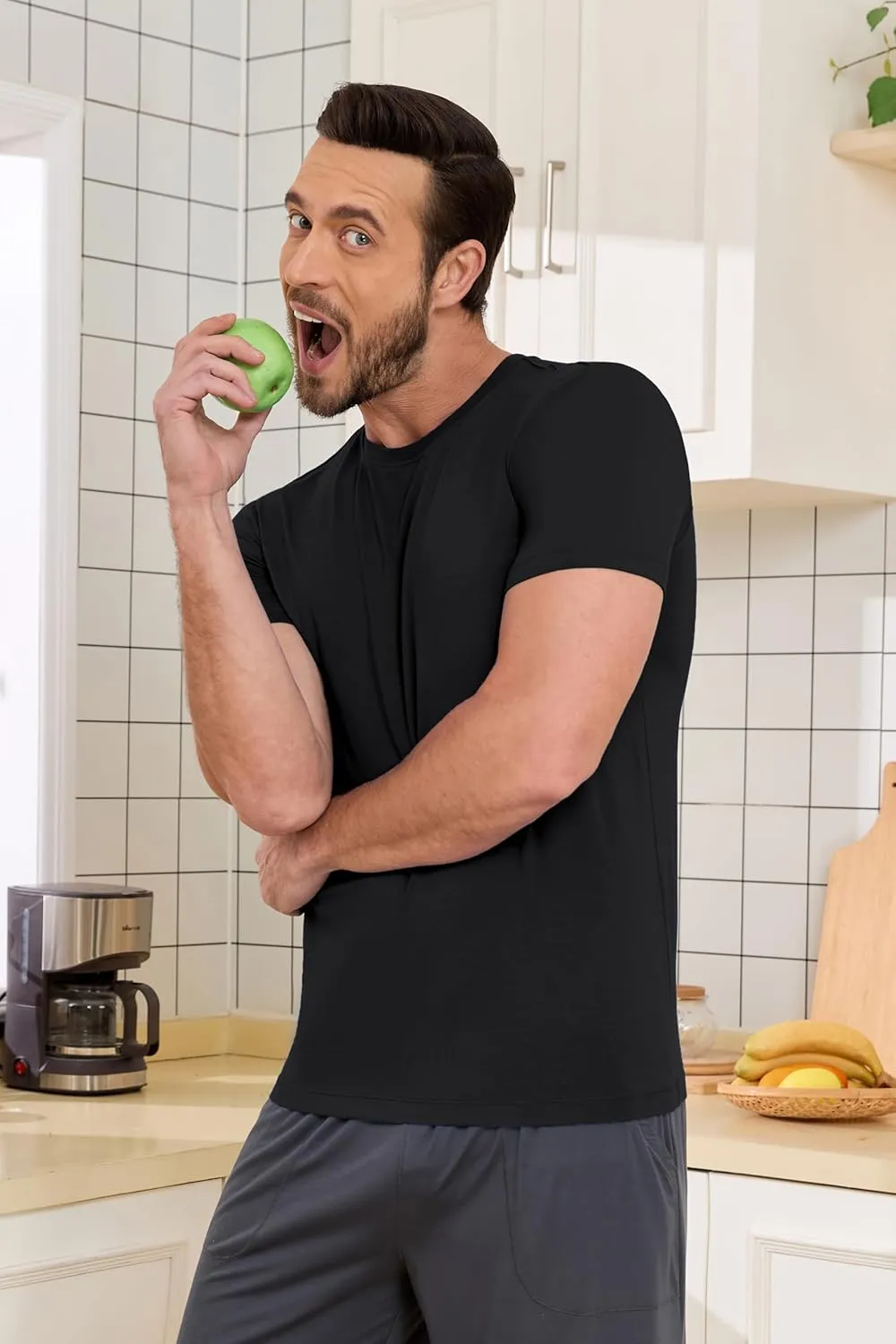 COLORFULLEAF Men's Bamboo Undershirts Regular Fit V Neck T-Shirts Short Sleeve Crew Neck Tees 3 or 6 Pack