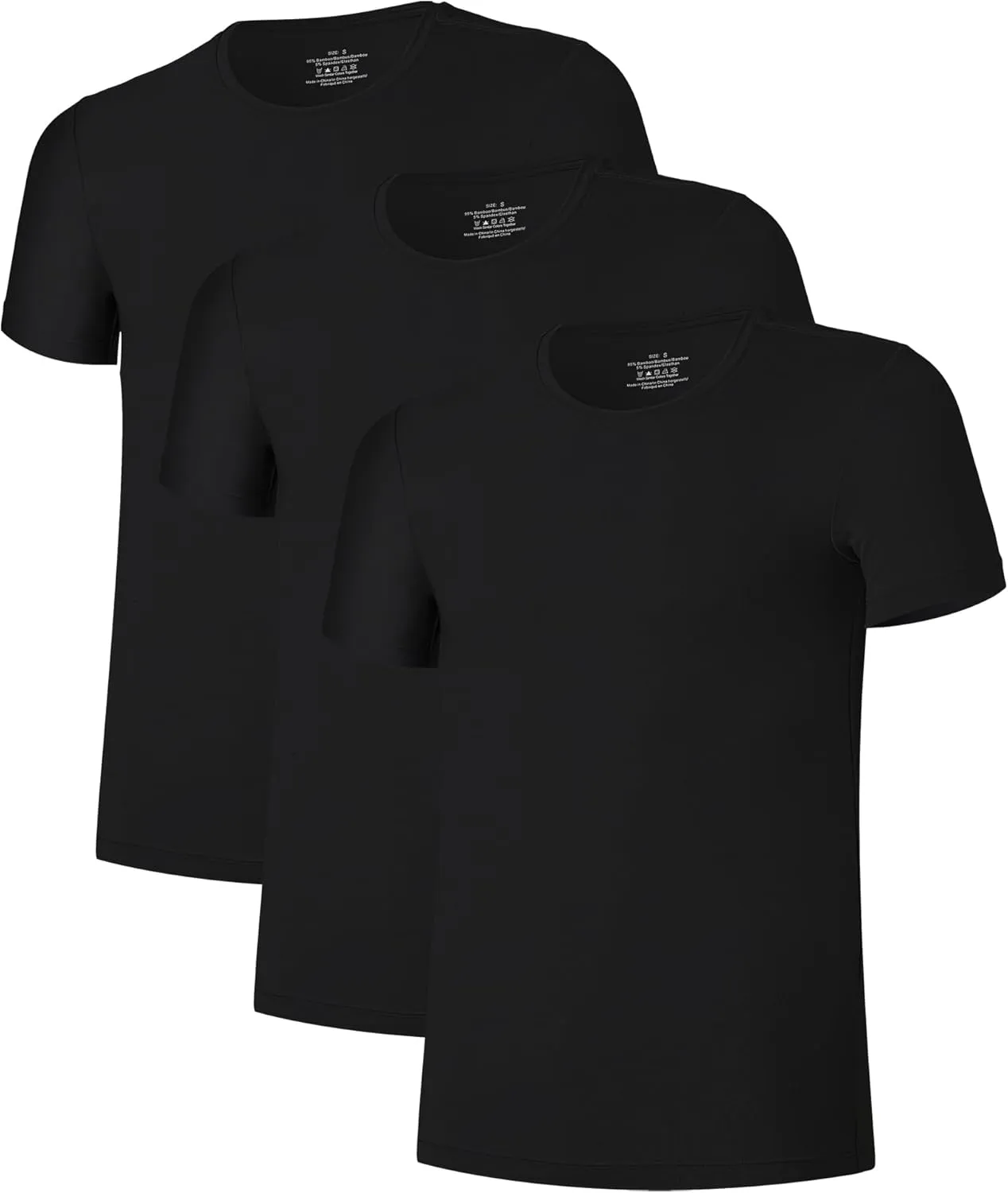 COLORFULLEAF Men's Bamboo Undershirts Regular Fit V Neck T-Shirts Short Sleeve Crew Neck Tees 3 or 6 Pack