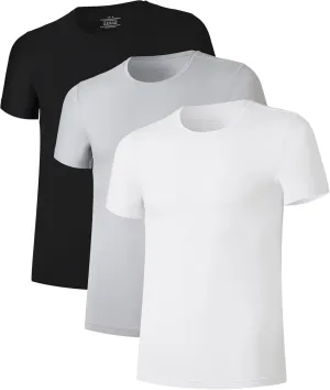 COLORFULLEAF Men's Bamboo Undershirts Regular Fit V Neck T-Shirts Short Sleeve Crew Neck Tees 3 or 6 Pack